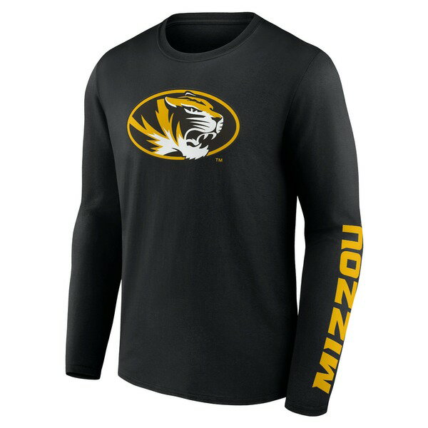 ファナティクス メンズ Tシャツ トップス Missouri Tigers Fanatics Branded Double Time 2Hit Long Sleeve TShirt Black