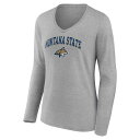 t@ieBNX fB[X TVc gbvX Montana State Bobcats Fanatics Branded Women's Campus Long Sleeve VNeck TShirt Gray