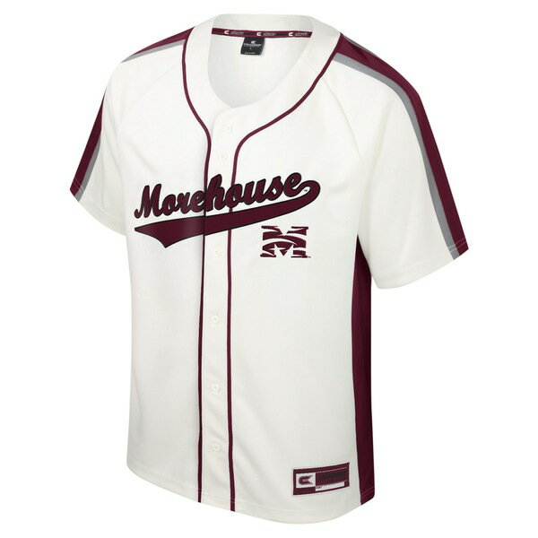 コロシアム メンズ ユニフォーム トップス Morehouse Maroon Tigers Colosseum Ruth ButtonUp Baseball Jersey Cream