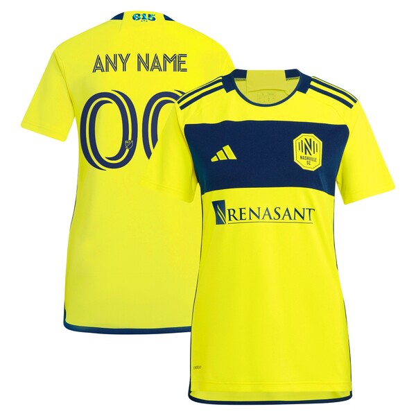 AfB_X fB[X jtH[ gbvX Nashville SC adidas Women's 2024 The 615 Kit Replica Custom Jersey Yellow