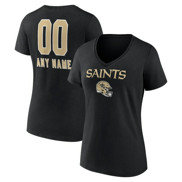 ファナティクス レディース Tシャツ トップス New Orleans Saints Fanatics Branded Women's Personalized Name & Number Team Wordmark VNeck TShirt Black