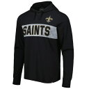 フォーティーセブン メンズ Tシャツ トップス New Orleans Saints '47 Field Franklin Hooded Long Sleeve TShirt Black