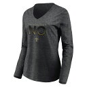 t@ieBNX fB[X TVc gbvX New Orleans Saints Fanatics Branded Women's Component Long Sleeve VNeck TShirt Heather Charcoal