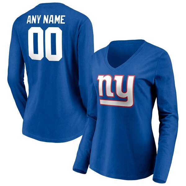 t@ieBNX fB[X TVc gbvX New York Giants Fanatics Branded Women's Team Authentic Personalized Name & Number Long Sleeve VNeck TShirt Royal