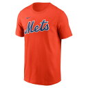 ナイキ メンズ Tシャツ トップス Francisco Lindor New York Mets Nike Fuse Name Number TShirt Orange