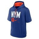 ナイキ メンズ パーカー スウェットシャツ アウター New York Mets Nike Tri Code Lockup Short Sleeve Pullover Hoodie Royal