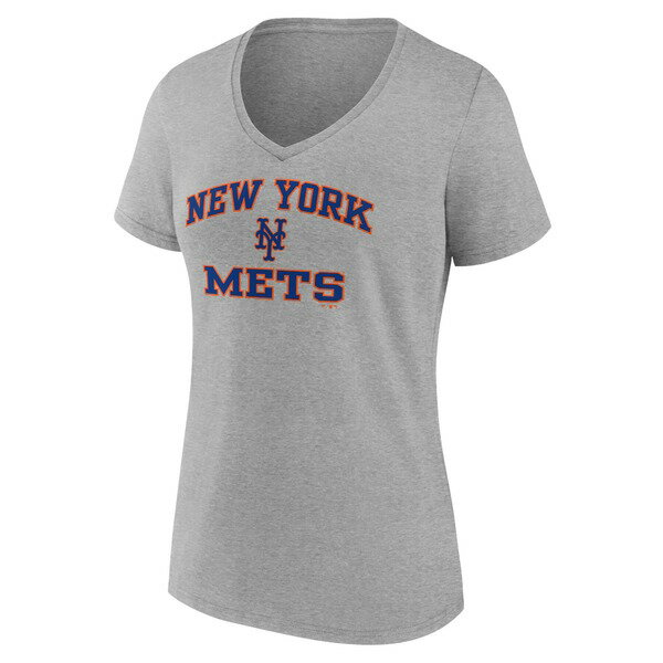 t@ieBNX fB[X TVc gbvX New York Mets Fanatics Branded Women's Heart and Soul VNeck TShirt Gray