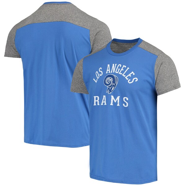 マジェスティックスレッズ メンズ Tシャツ トップス Los Angeles Rams Majestic Threads Gridiron Classics Field Goal Slub TShirt Royal/Heathered Gray