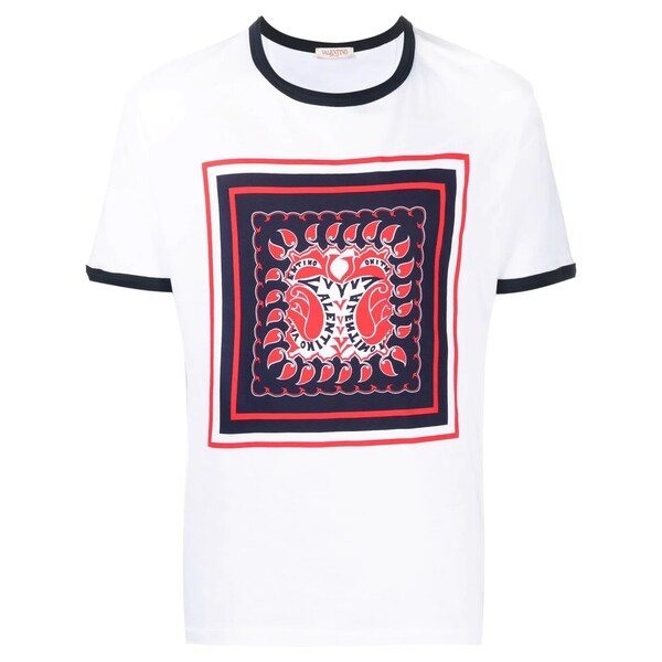 ヴァレンティノ メンズ Tシャツ トップス Archive Manifesto Bandana プリント Tシャツ white/multicolour