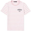 ヴェルサーチ レディース シャツ トップス Versace Fitted Stripe Logo T-Shirt Multi