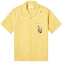 ポルチギーフランネル メンズ シャツ トップス Portuguese Flannel Beach Resort Embroidered Flowers Vacation Yellow