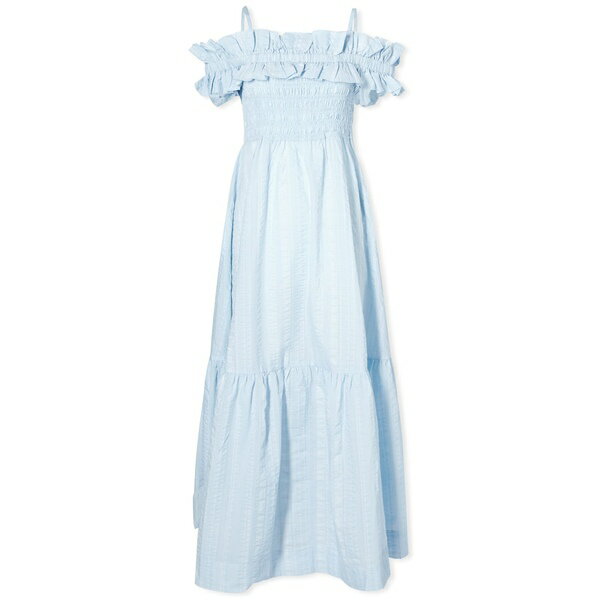 ガニー レディース ワンピース トップス GANNI Seersucker Smock Maxi Dress Neutrals 1