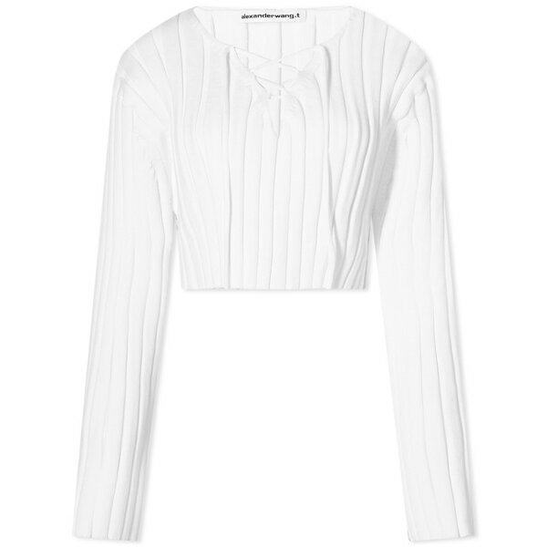 쥭 ǥ ˥å&  Alexander Wang Drop Shoulder Crop Sweatshirt White