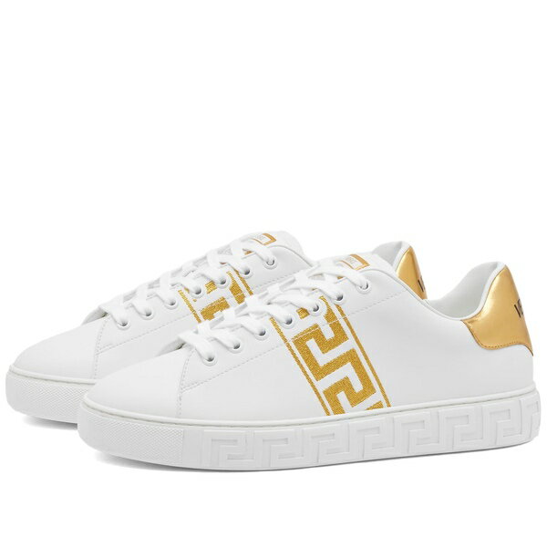 륵  ˡ 塼 Versace Greek Sole Embroidered Band Sneaker White