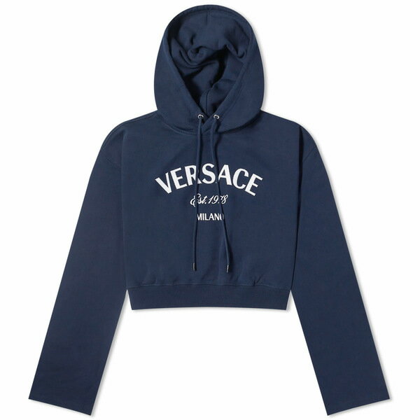 ヴェルサーチ レディース パーカー・スウェットシャツ アウター Versace Cropped Hoodie With Front Lo..