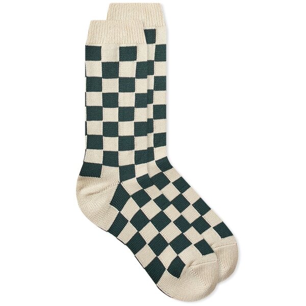 gg Y C A_[EFA RoToTo Checkerboard Crew Socks Green