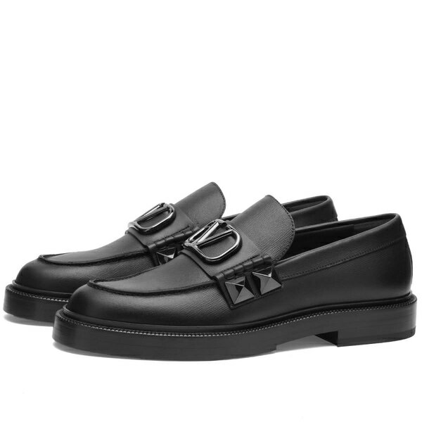 ヴァレンティノ メンズ スリッポン・ローファー シューズ Valentino One Stud Loafer Black