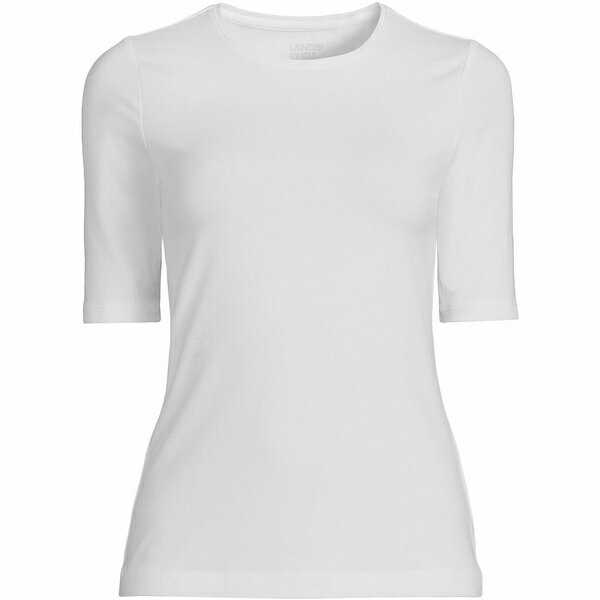 ランズエンド レディース カットソー トップス Plus Size Lightweight Jersey T-shirt White