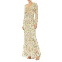 マックダガル レディース ワンピース トップス Floral Beaded Modified A-Line Gown beige multi