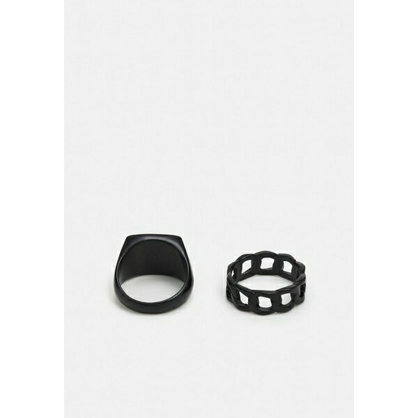 【いておりま】 リバーアイランド メンズ リング アクセサリー 2 PACK - Ring - black:asty ・ヨーロッ