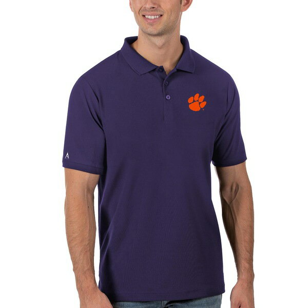 アンティグア メンズ ポロシャツ トップス Clemson Tigers Antigua Legacy Pique Polo Purple