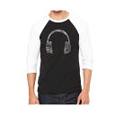 エルエーポップアート メンズ Tシャツ トップス Language Headphones Men's Raglan Word Art T-shirt Black