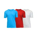 ギャラクシーバイハルビック メンズ Tシャツ トップス Men's Short Sleeve V-Neck T-shirt, Pack of 3 Aqua-Red-White