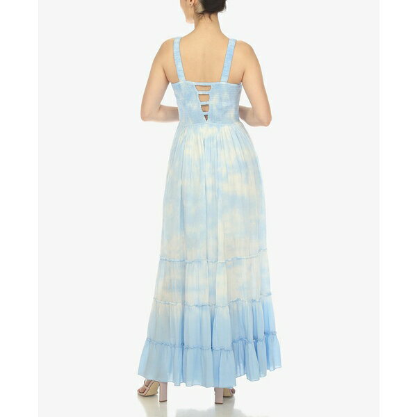 ホワイトマーク レディース ワンピース トップス Women's Smocked Ruffle Maxi Dress Blue