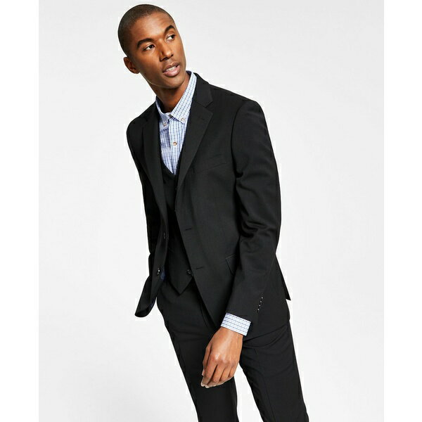 トミー ヒルフィガー メンズ ジャケット&ブルゾン アウター Men's Modern-Fit Wool TH-Flex Stretch Suit Jacket Black
