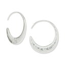 ラッキーブランド レディース ピアス＆イヤリング アクセサリー Silver-Tone Medium Pavé Threader Hoop Earrings, 1.25