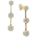 bvh C u fB[X sAXCO ANZT[ Diamond Triple Flower Cluster Drop Earrings (1-1/2 ct. t.w.) in 14k Gold, Created for Macy's Yellow Gold