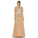 }bN_K fB[X s[X gbvX Women's High Neck Puff Sleeve Embellished A Line Gown Taupe