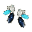 ゲス ピアス ゲス レディース ピアス＆イヤリング アクセサリー Silver-Tone Aqua & Blue Stone Cluster Button Earrings Silver