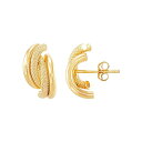 C^A S[h fB[X sAXCO ANZT[ Polished Hollow 4 Row Curve J Hoop Stud Earrings in 10K Yellow Gold Yellow Gold