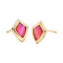 PhXRbg fB[X sAXCO ANZT[ 14k Gold-Plated Framed Stone Stud Earrings Light Burgundy Illusion