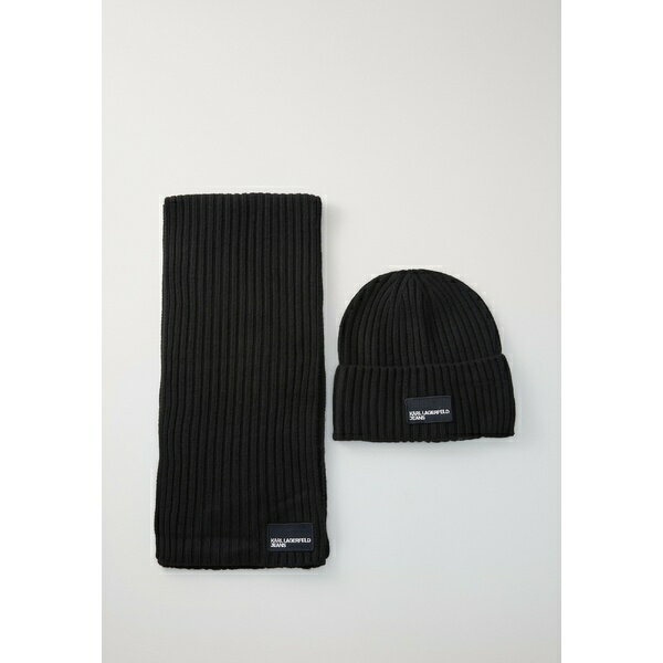 カール ラガーフェルド ジーンズ メンズ 帽子 アクセサリー BEANIE AND SCARF GIFTSET - Beanie - black