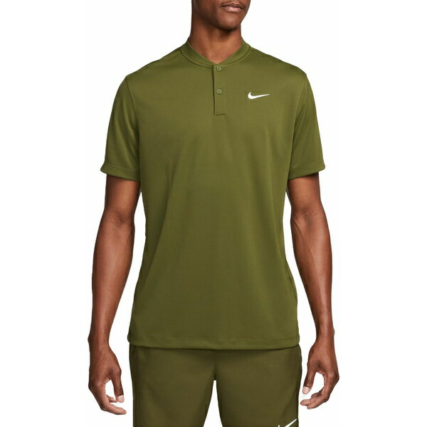 ナイキ メンズ シャツ トップス Nike Men's NikeCourt Dri-FIT Blade Collar Tennis Polo Rough Green/White