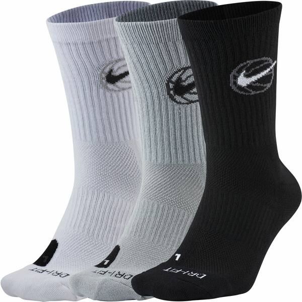 iCL Y C A_[EFA Nike Everyday Crew Basketball Socks - 3 Pack White/Grey/Black