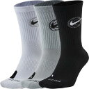 ナイキ メンズ 靴下 アンダーウェア Nike Everyday Crew Basketball Socks - 3 Pack White/Grey/Black