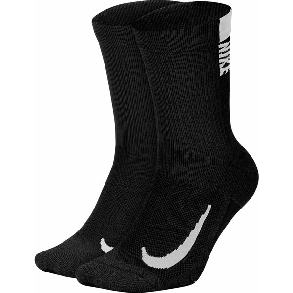 ナイキ メンズ 靴下 アンダーウェア Nike Multiplier Crew Socks - 2 Pack Black