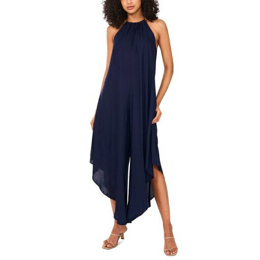 ミスク レディース ワンピース トップス Women's Halter Beaded-Trim Asymmetrical-Hem Jumpsuit Navy ミスク レディース ワンピース トップス Women's Halter Beaded-Trim Asymmetrical-Hem Jumpsuit Navy