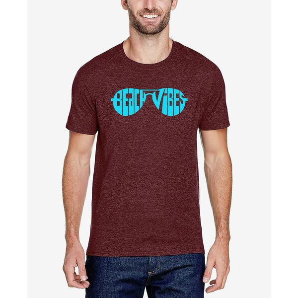 エルエーポップアート メンズ シャツ トップス Men's Beach Vibes Premium Blend Word Art T-Shirt Burgundy