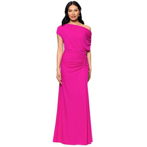 ベッツィ アンド アダム レディース ワンピース トップス Women's Asymmetric Ruched Gown Fuchsia ベッツィ アンド アダム レディース ワンピース トップス Women's Asymmetric Ruched Gown Fuchsia