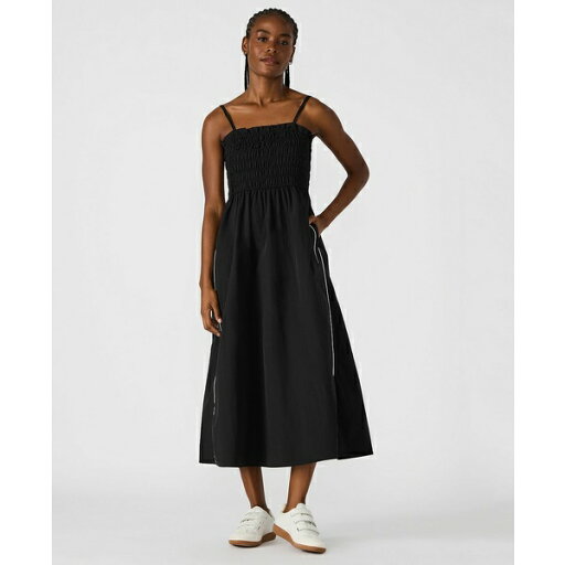 スティーブ マデン レディース ワンピース トップス Women's Kit Smocked Side-Striped Midi Dress Blk/Wht スティーブ マデン レディース ワンピース トップス Women's Kit Smocked Side-Striped Midi Dress Blk/Wht