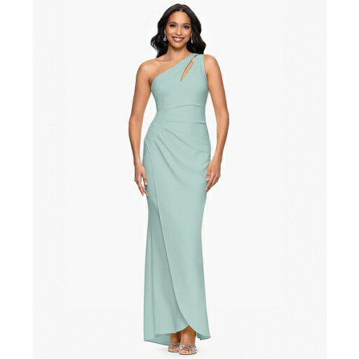 ベッツィ アンド アダム レディース ワンピース トップス Petite One-Shoulder Ruched Gown Sage ベッツィ アンド アダム レディース ワンピース トップス Petite One-Shoulder Ruched Gown Sage