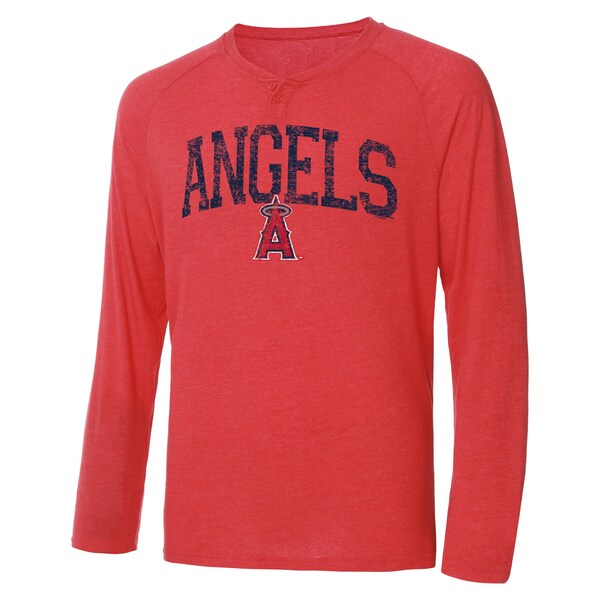コンセプトスポーツ メンズ Tシャツ トップス Los Angeles Angels Concepts Sport Inertia Raglan Long Sleeve Henley TShirt Red