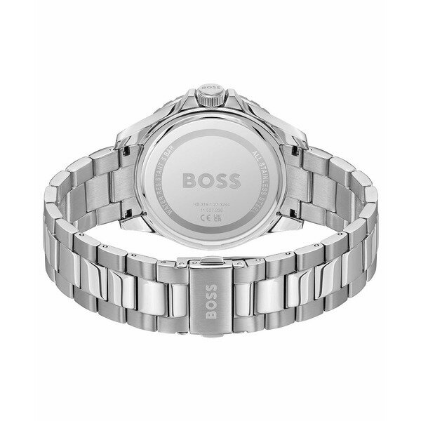 ヒューゴボス メンズ 腕時計 アクセサリー Men's Troper Sport Quartz Basic Calendar Stainless Steel Watch, 42mm Silver-tone