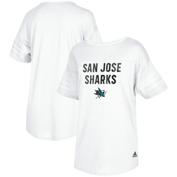 アディダス レディース Tシャツ トップス San Jose Sharks adidas Women's Big City Block Droptail Tunic TShirt White