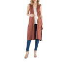 24セブンコンフォート レディース ニット&セーター アウター Sleeveless Long Maternity Cardigan with Side Slit Brown