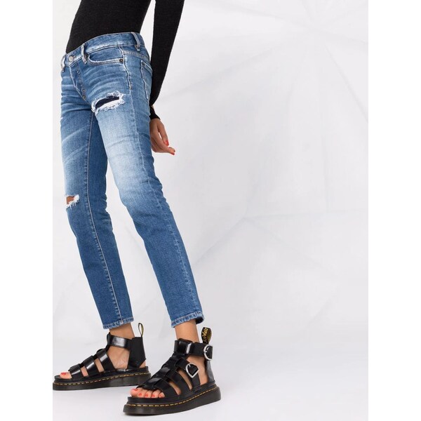 ディースクエアード レディース デニムパンツ ボトムス ダメージ スキニージーンズ Blue Erin Denim